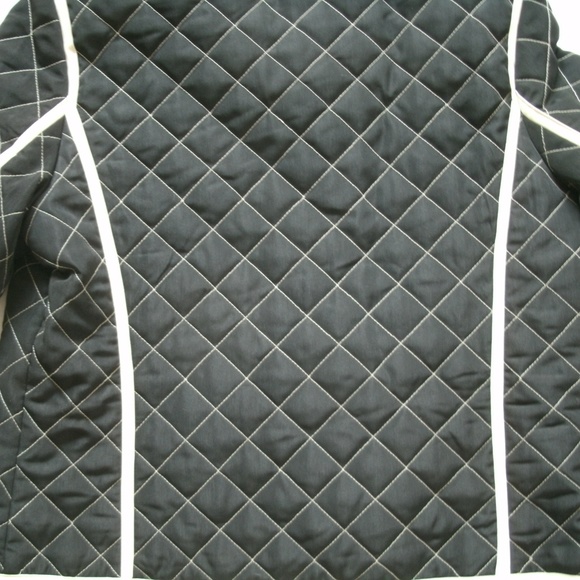 Utex Design Womens Jacket Quilted Black Tan Coat Zipper Polyester Nylon Medium - Picture 8 of 12